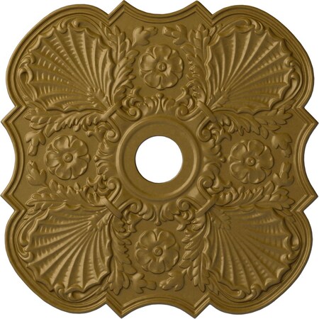 Ekena Millwork Flower Ceiling Medallion (Fits Canopies up to 6 1/4"), Hand-Painted Gold, 29"OD x 3 5/8"ID x 1 3/8"P CM29FWGLS